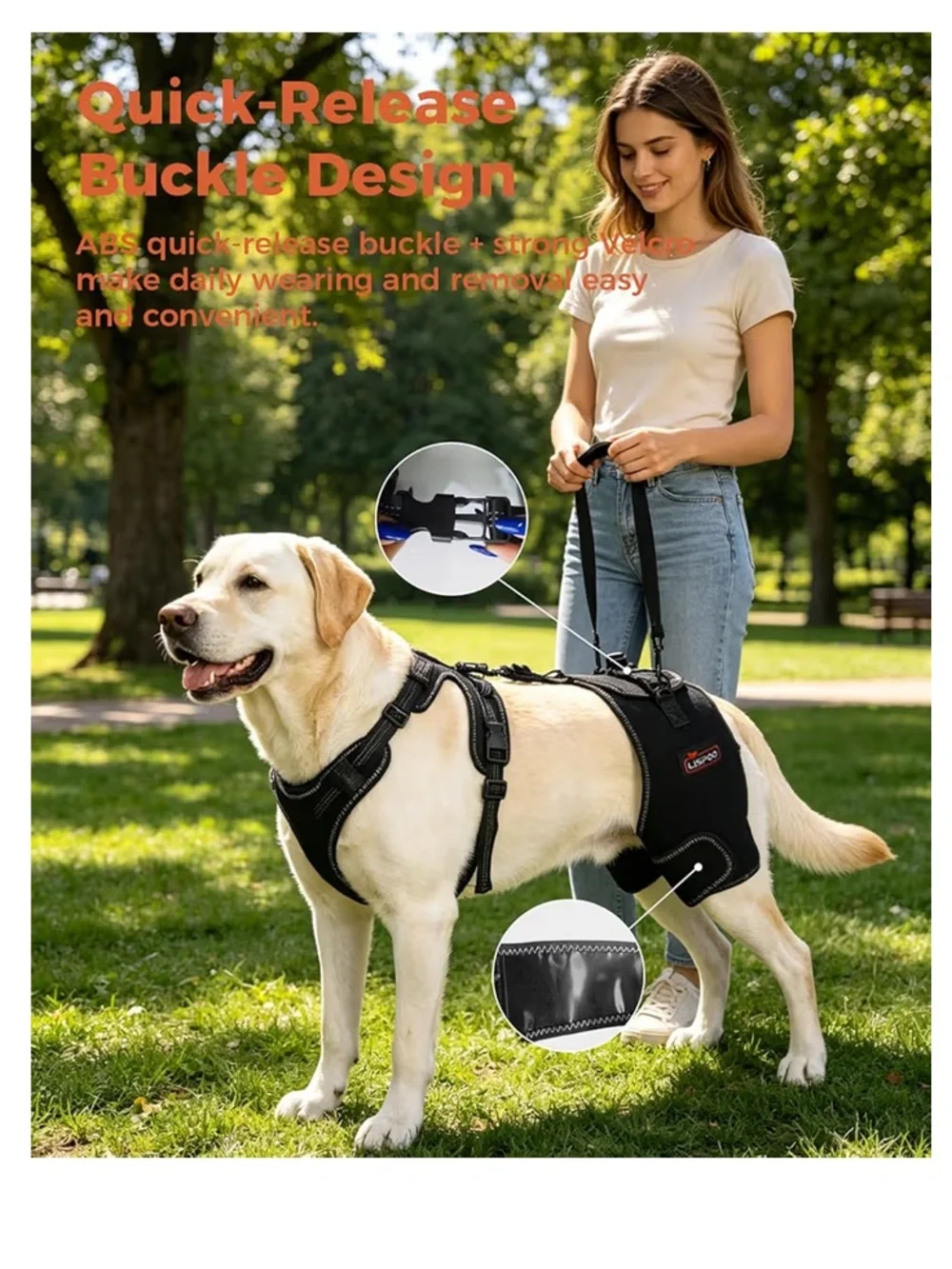Lispoo Dog Hip Support Brace-Adjustable Dog Leg Brace for Hip Dysplasia-L